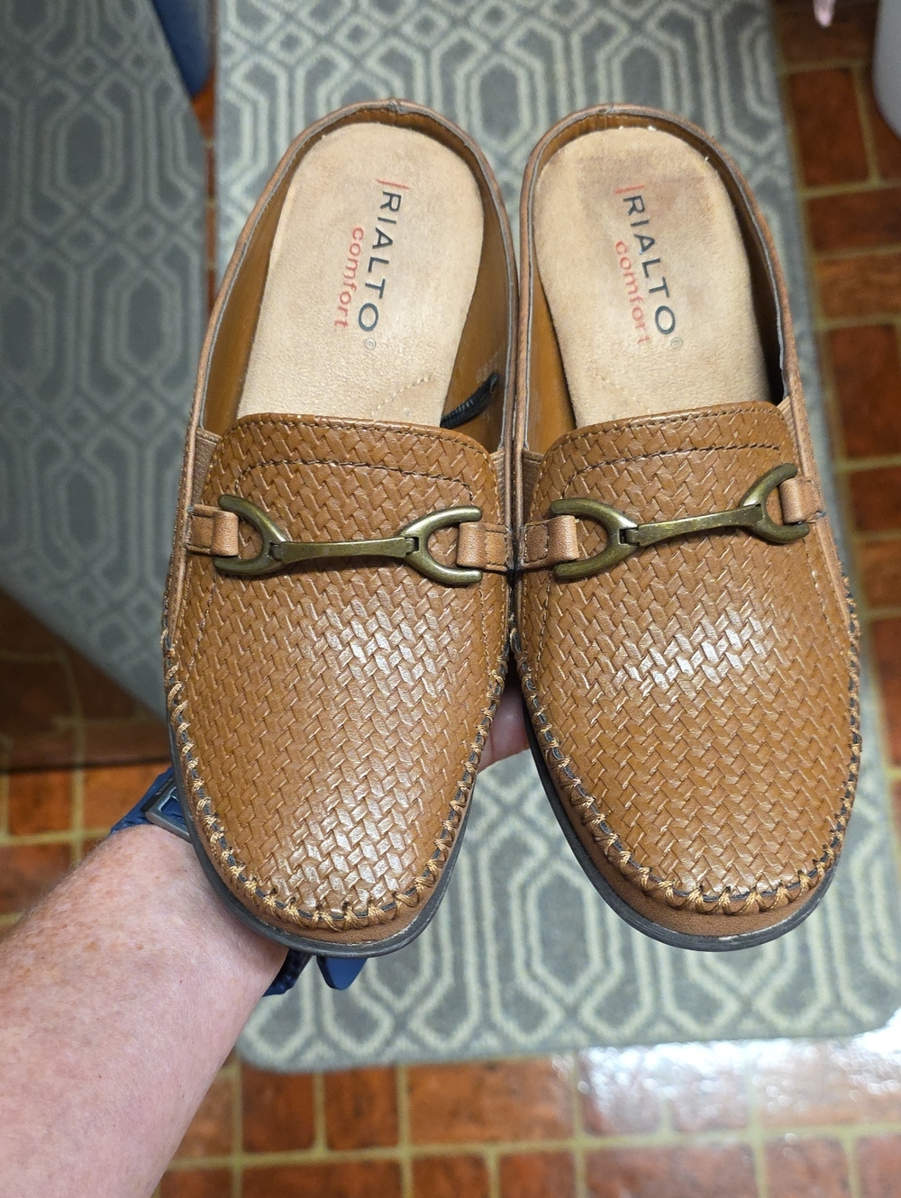 Rialto Brown Slip-On Loafers with Metal Bit Size 6.5